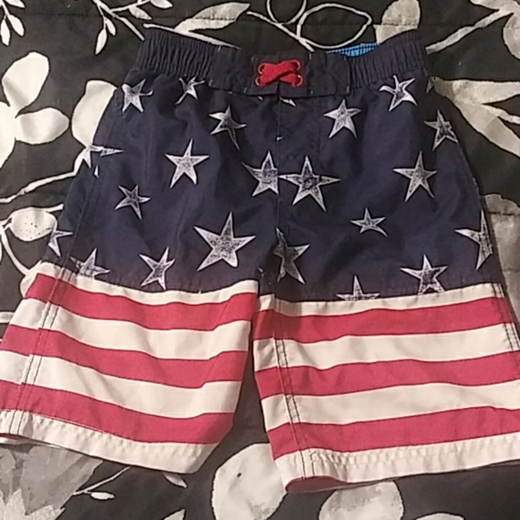 baby boy american flag swim trunks